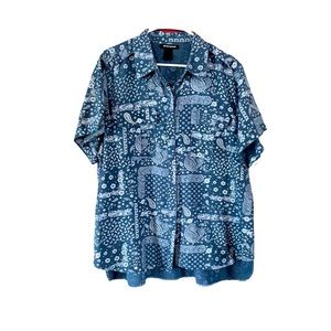 Ashley Stewart Blue Floral Button down.